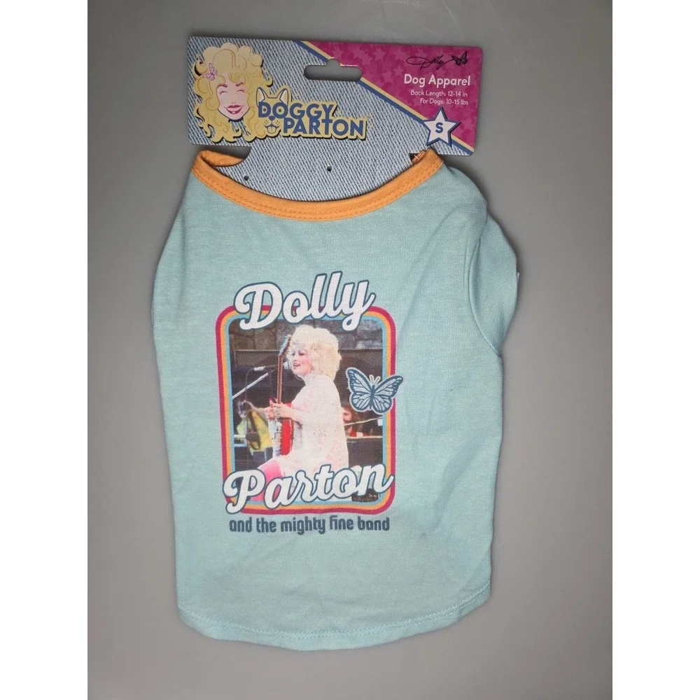 Doggy Parton Blue Dolly & The Mighty Fine‎ Band Shirt for Pets - Sz S